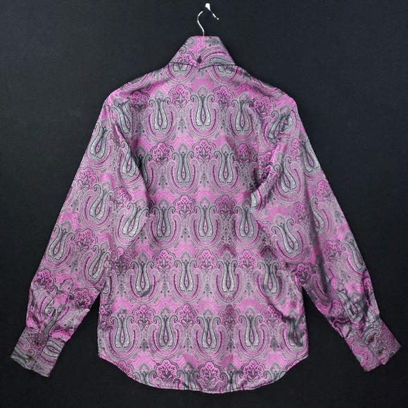 Angelino for Bermuda Flip Cuffs Paisley Western Button Front Long Sleeve Shirt - Picture 9 of 12